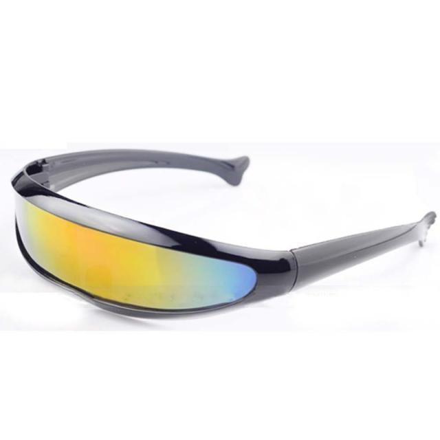 Classic Narrow Cyclops Visor Style Sunglasses For Men & Women Laser Eyeglasses Trendy Mirrored Lens Eyewear Glasses Cyclops Sunglasses Robot Space Costume Color Mirrored Lens -STS9NCNB3WOLM- Melted Glam LLC