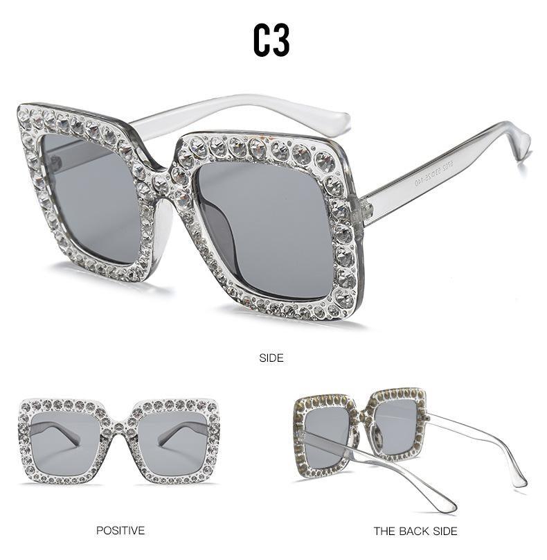 Oversized Sunglasses Square Diamond Sunglasses Women Retro Sunglasses Luxury & Diamond Square Shape Sunglasses For Women Branded Attractive Any Size Crystal Sun Glasses For Ladies Gradient Classic Mirror & Decent Shades -Sunglasses- Melted Glam LLC