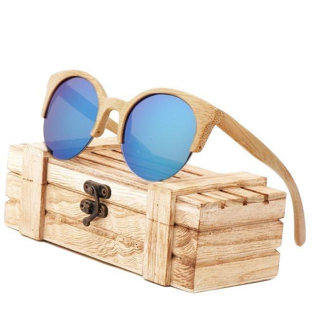 Elegant Wooden Design Classic Sunglasses Design Stylish Popular Wooden Sunglasses For Men & Women Round Bamboo Glasses Mirror Sun Glasses Retro Glasses -Sunglasses- Melted Glam LLC