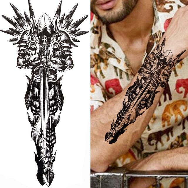 Realistic Full Arm Temporary Tattoos Sleeve Fake Tatoos Warrior Lion Tiger Flower Waterproof Tattoo Stickers For Womens Mens -Temporary tattoos- Melted Glam LLC