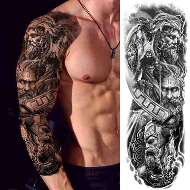 Realistic Full Arm Temporary Tattoos Sleeve Fake Tatoos Warrior Lion Tiger Flower Waterproof Tattoo Stickers For Womens Mens -Temporary tattoos- Melted Glam LLC