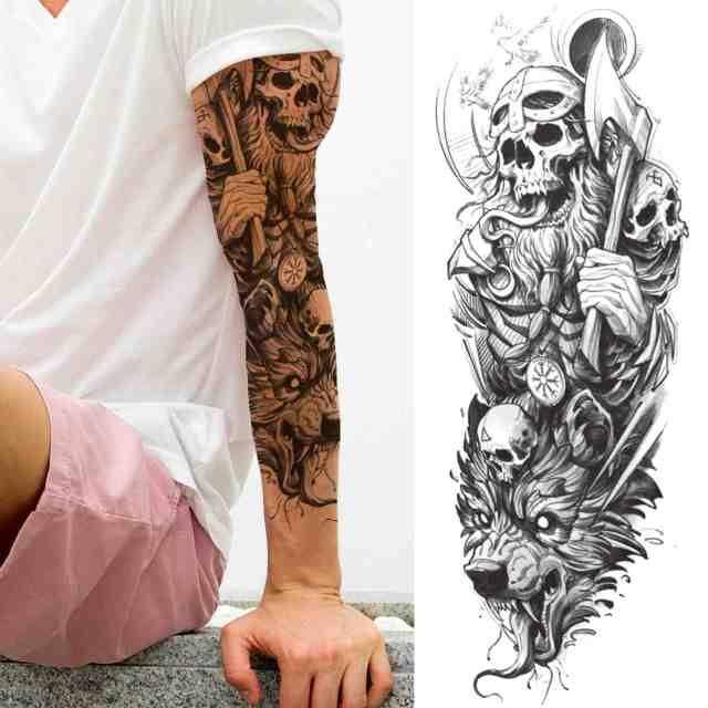 Realistic Full Arm Temporary Tattoos Sleeve Fake Tatoos Warrior Lion Tiger Flower Waterproof Tattoo Stickers For Womens Mens -Temporary tattoos- Melted Glam LLC