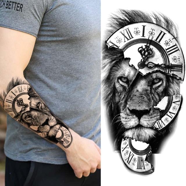 Realistic Full Arm Temporary Tattoos Sleeve Fake Tatoos Warrior Lion Tiger Flower Waterproof Tattoo Stickers For Womens Mens -Temporary tattoos- Melted Glam LLC