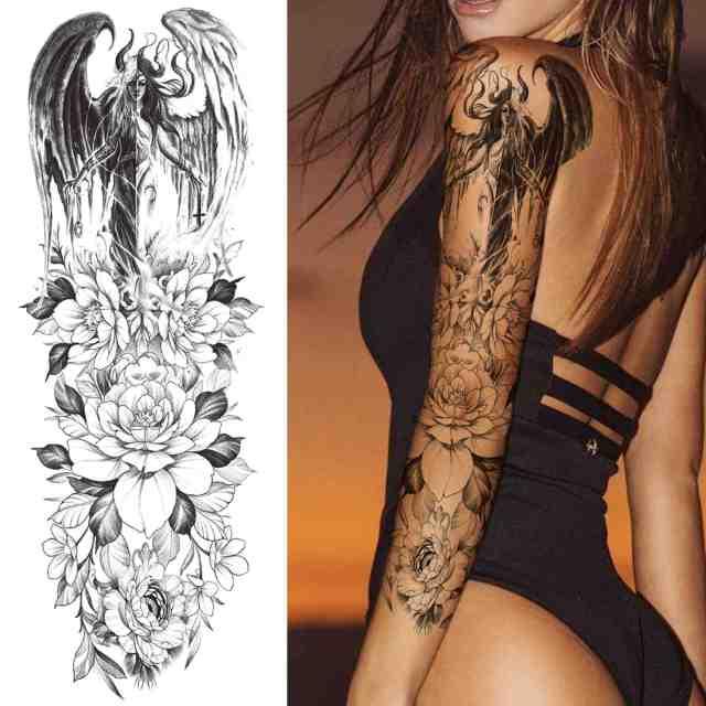 Realistic Full Arm Temporary Tattoos Sleeve Fake Tatoos Warrior Lion Tiger Flower Waterproof Tattoo Stickers For Womens Mens -Temporary tattoos- Melted Glam LLC
