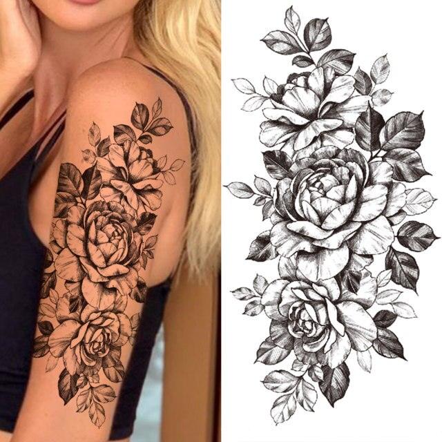 Realistic Full Arm Temporary Tattoos Sleeve Fake Tatoos Warrior Lion Tiger Flower Waterproof Tattoo Stickers For Womens Mens -Temporary tattoos- Melted Glam LLC