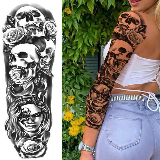 Realistic Full Arm Temporary Tattoos Sleeve Fake Tatoos Warrior Lion Tiger Flower Waterproof Tattoo Stickers For Womens Mens -Temporary tattoos- Melted Glam LLC