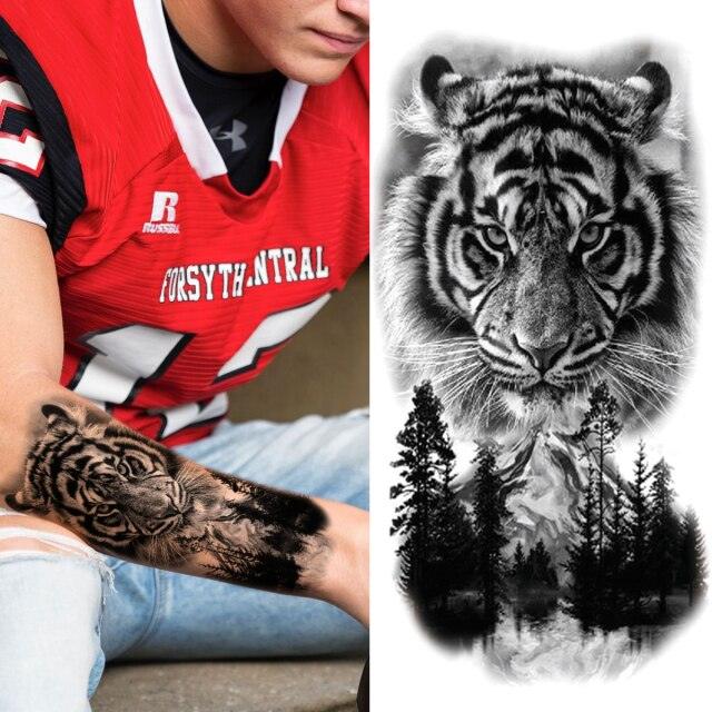 Realistic Full Arm Temporary Tattoos Sleeve Fake Tatoos Warrior Lion Tiger Flower Waterproof Tattoo Stickers For Womens Mens -Temporary tattoos- Melted Glam LLC