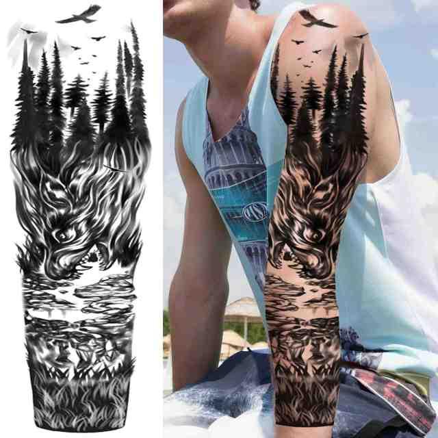 Realistic Full Arm Temporary Tattoos Sleeve Fake Tatoos Warrior Lion Tiger Flower Waterproof Tattoo Stickers For Womens Mens -Temporary tattoos- Melted Glam LLC