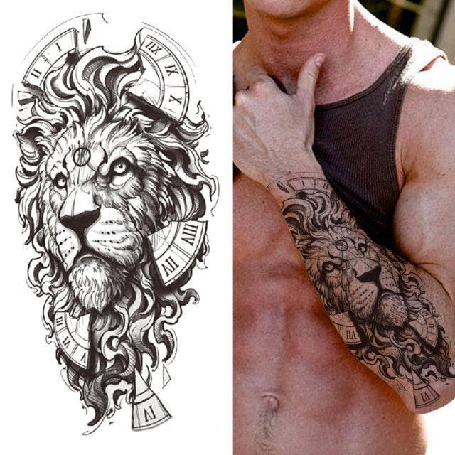 Realistic Full Arm Temporary Tattoos Sleeve Fake Tatoos Warrior Lion Tiger Flower Waterproof Tattoo Stickers For Womens Mens -Temporary tattoos- Melted Glam LLC