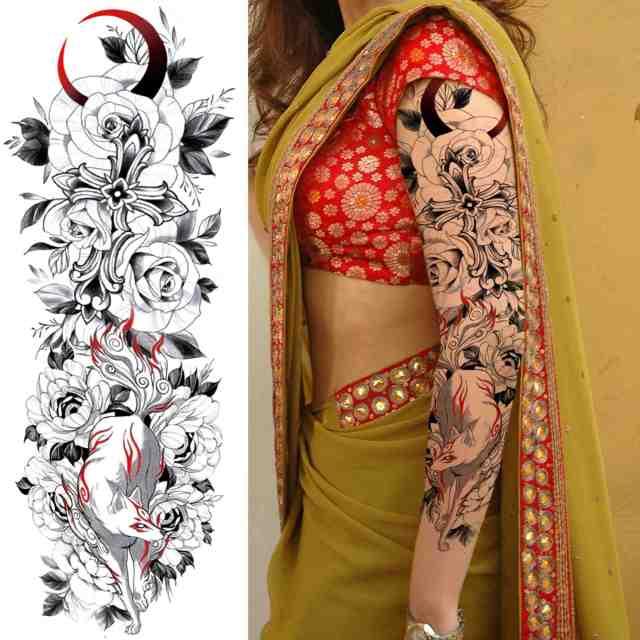 Realistic Full Arm Temporary Tattoos Sleeve Fake Tatoos Warrior Lion Tiger Flower Waterproof Tattoo Stickers For Womens Mens -Temporary tattoos- Melted Glam LLC
