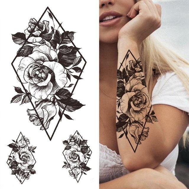 Realistic Full Arm Temporary Tattoos Sleeve Fake Tatoos Warrior Lion Tiger Flower Waterproof Tattoo Stickers For Womens Mens -Temporary tattoos- Melted Glam LLC