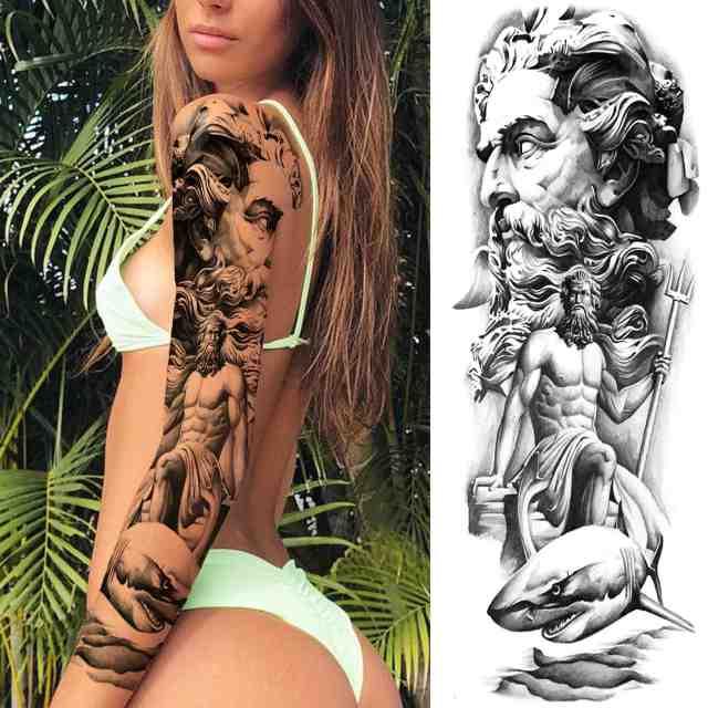 Realistic Full Arm Temporary Tattoos Sleeve Fake Tatoos Warrior Lion Tiger Flower Waterproof Tattoo Stickers For Womens Mens -Temporary tattoos- Melted Glam LLC