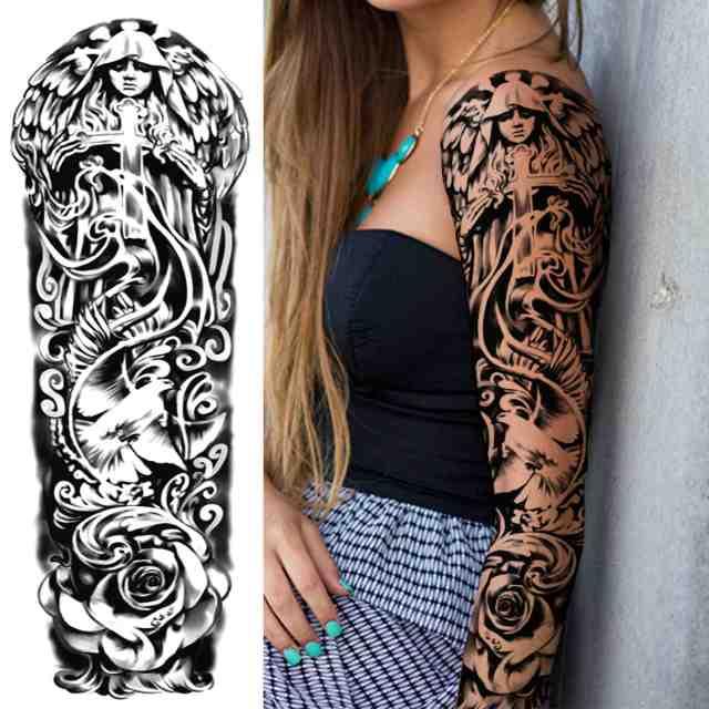 Realistic Full Arm Temporary Tattoos Sleeve Fake Tatoos Warrior Lion Tiger Flower Waterproof Tattoo Stickers For Womens Mens -Temporary tattoos- Melted Glam LLC