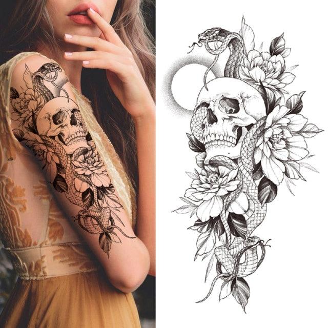 Realistic Full Arm Temporary Tattoos Sleeve Fake Tatoos Warrior Lion Tiger Flower Waterproof Tattoo Stickers For Womens Mens -Temporary tattoos- Melted Glam LLC