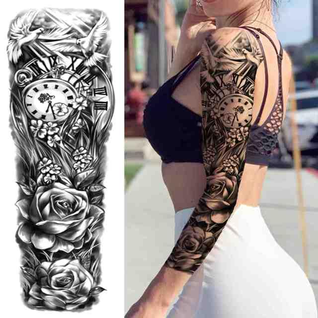 Realistic Full Arm Temporary Tattoos Sleeve Fake Tatoos Warrior Lion Tiger Flower Waterproof Tattoo Stickers For Womens Mens -Temporary tattoos- Melted Glam LLC