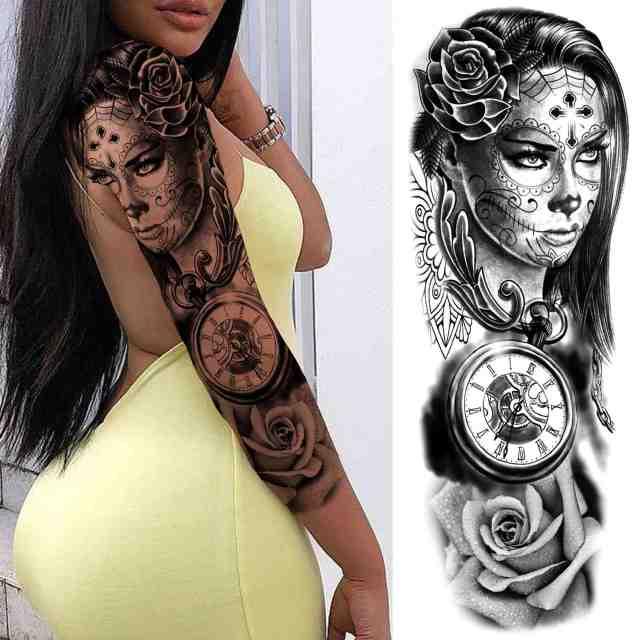 Realistic Full Arm Temporary Tattoos Sleeve Fake Tatoos Warrior Lion Tiger Flower Waterproof Tattoo Stickers For Womens Mens -Temporary tattoos- Melted Glam LLC