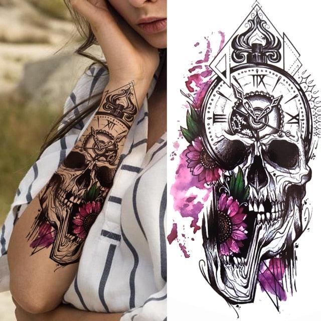 Realistic Full Arm Temporary Tattoos Sleeve Fake Tatoos Warrior Lion Tiger Flower Waterproof Tattoo Stickers For Womens Mens -Temporary tattoos- Melted Glam LLC