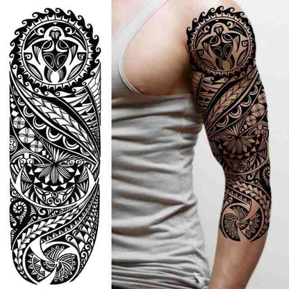 Realistic Full Arm Temporary Tattoos Sleeve Fake Tatoos Warrior Lion Tiger Flower Waterproof Tattoo Stickers For Womens Mens