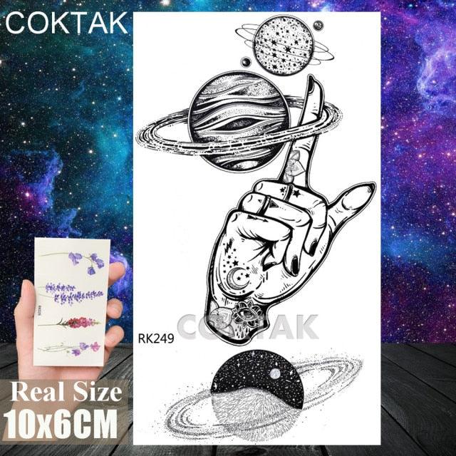 Realistic Small Planets Temporary Tattoos Arm Waterpoof Black Sticker Space Planets For Girls And Boys -Temporary tattoos- Melted Glam LLC