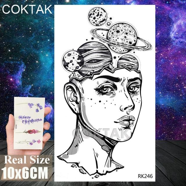 Realistic Small Planets Temporary Tattoos Arm Waterpoof Black Sticker Space Planets For Girls And Boys -Temporary tattoos- Melted Glam LLC