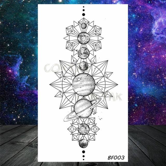 Realistic Small Planets Temporary Tattoos Arm Waterpoof Black Sticker Space Planets For Girls And Boys -Temporary tattoos- Melted Glam LLC
