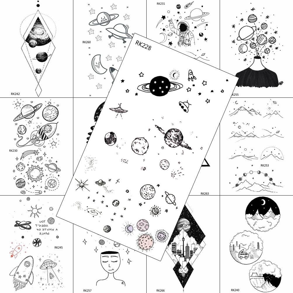 Realistic Small Planets Temporary Tattoos Arm Waterpoof Black Sticker Space Planets For Girls And Boys -Temporary tattoos- Melted Glam LLC