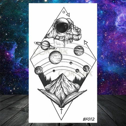 Realistic Small Planets Temporary Tattoos Arm Waterpoof Black Sticker Space Planets For Girls And Boys