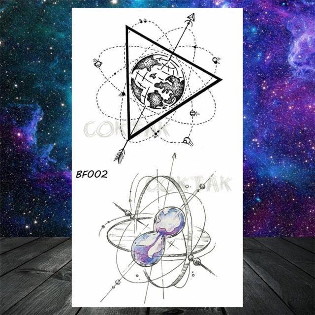 Realistic Small Planets Temporary Tattoos Arm Waterpoof Black Sticker Space Planets For Girls And Boys -Temporary tattoos- Melted Glam LLC