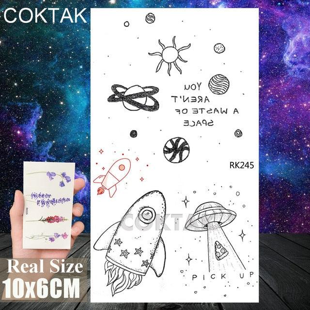 Realistic Small Planets Temporary Tattoos Arm Waterpoof Black Sticker Space Planets For Girls And Boys -Temporary tattoos- Melted Glam LLC