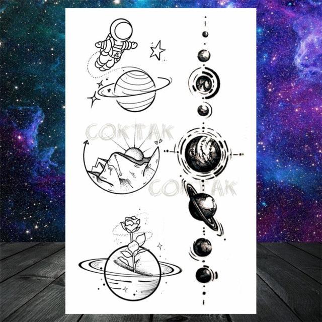 Realistic Small Planets Temporary Tattoos Arm Waterpoof Black Sticker Space Planets For Girls And Boys -Temporary tattoos- Melted Glam LLC