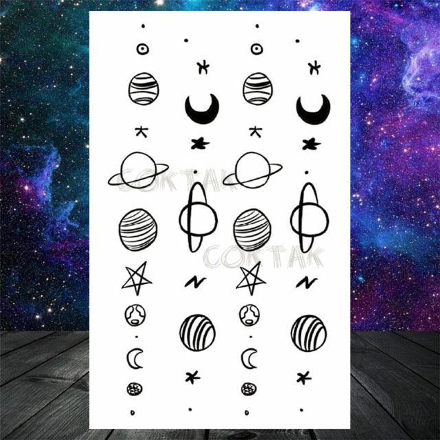Realistic Small Planets Temporary Tattoos Arm Waterpoof Black Sticker Space Planets For Girls And Boys -Temporary tattoos- Melted Glam LLC