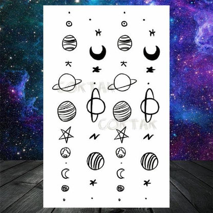 Realistic Small Planets Temporary Tattoos Arm Waterpoof Black Sticker Space Planets For Girls And Boys