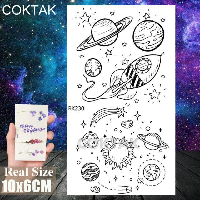 Realistic Small Planets Temporary Tattoos Arm Waterpoof Black Sticker Space Planets For Girls And Boys -Temporary tattoos- Melted Glam LLC