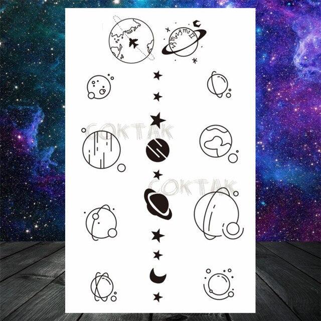 Realistic Small Planets Temporary Tattoos Arm Waterpoof Black Sticker Space Planets For Girls And Boys -Temporary tattoos- Melted Glam LLC