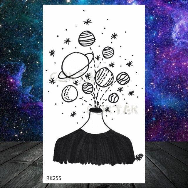 Realistic Small Planets Temporary Tattoos Arm Waterpoof Black Sticker Space Planets For Girls And Boys -Temporary tattoos- Melted Glam LLC
