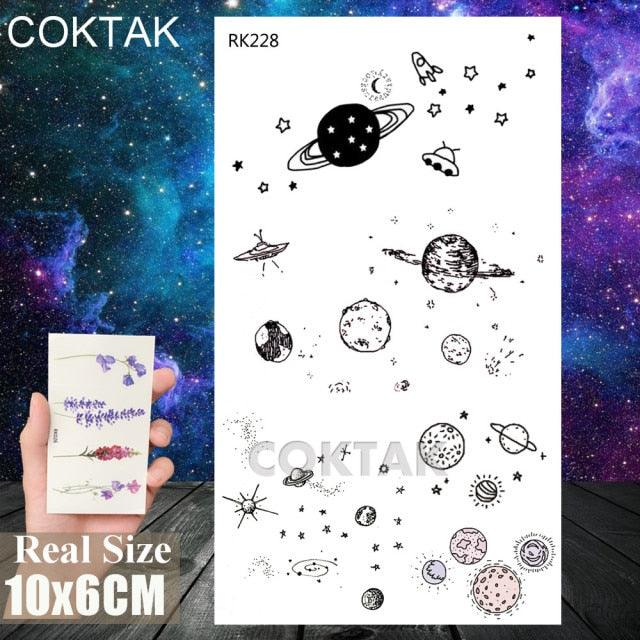 Realistic Small Planets Temporary Tattoos Arm Waterpoof Black Sticker Space Planets For Girls And Boys -Temporary tattoos- Melted Glam LLC