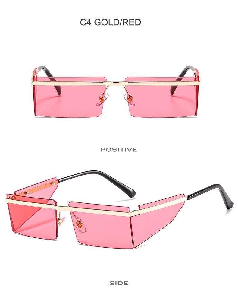 Rectangle Sunglasses Frameless Glasses Classic New Small Rimless Sunglasses For Women New Fashionable Square Sunglasses For Men New Eyewear Retro Rectangle Shape Glasses For Female In New Shades -Sunglasses- Melted Glam LLC