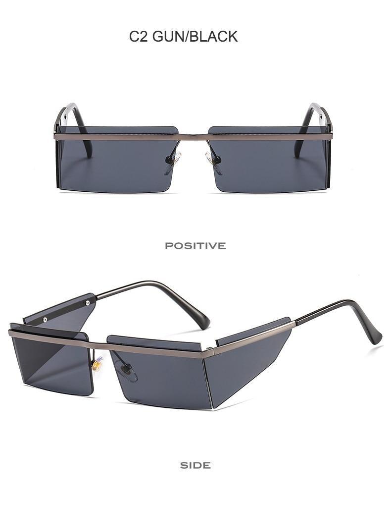 Rectangle Sunglasses Frameless Glasses Classic New Small Rimless Sunglasses For Women New Fashionable Square Sunglasses For Men New Eyewear Retro Rectangle Shape Glasses For Female In New Shades -Sunglasses- Melted Glam LLC