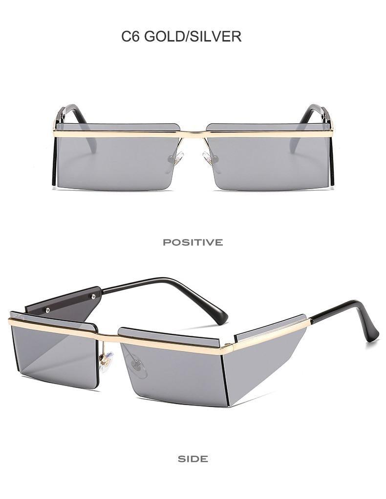 Rectangle Sunglasses Frameless Glasses Classic New Small Rimless Sunglasses For Women New Fashionable Square Sunglasses For Men New Eyewear Retro Rectangle Shape Glasses For Female In New Shades -Sunglasses- Melted Glam LLC