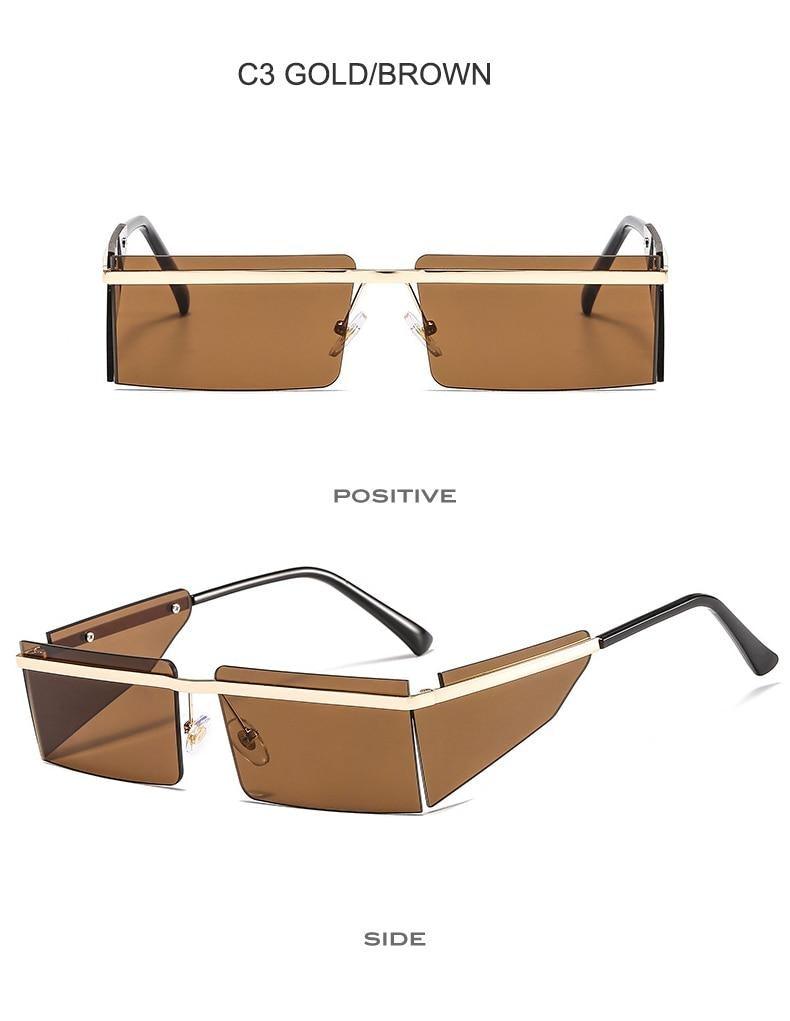 Rectangle Sunglasses Frameless Glasses Classic New Small Rimless Sunglasses For Women New Fashionable Square Sunglasses For Men New Eyewear Retro Rectangle Shape Glasses For Female In New Shades -Sunglasses- Melted Glam LLC