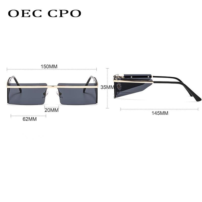 Rectangle Sunglasses Frameless Glasses Classic New Small Rimless Sunglasses For Women New Fashionable Square Sunglasses For Men New Eyewear Retro Rectangle Shape Glasses For Female In New Shades -Sunglasses- Melted Glam LLC