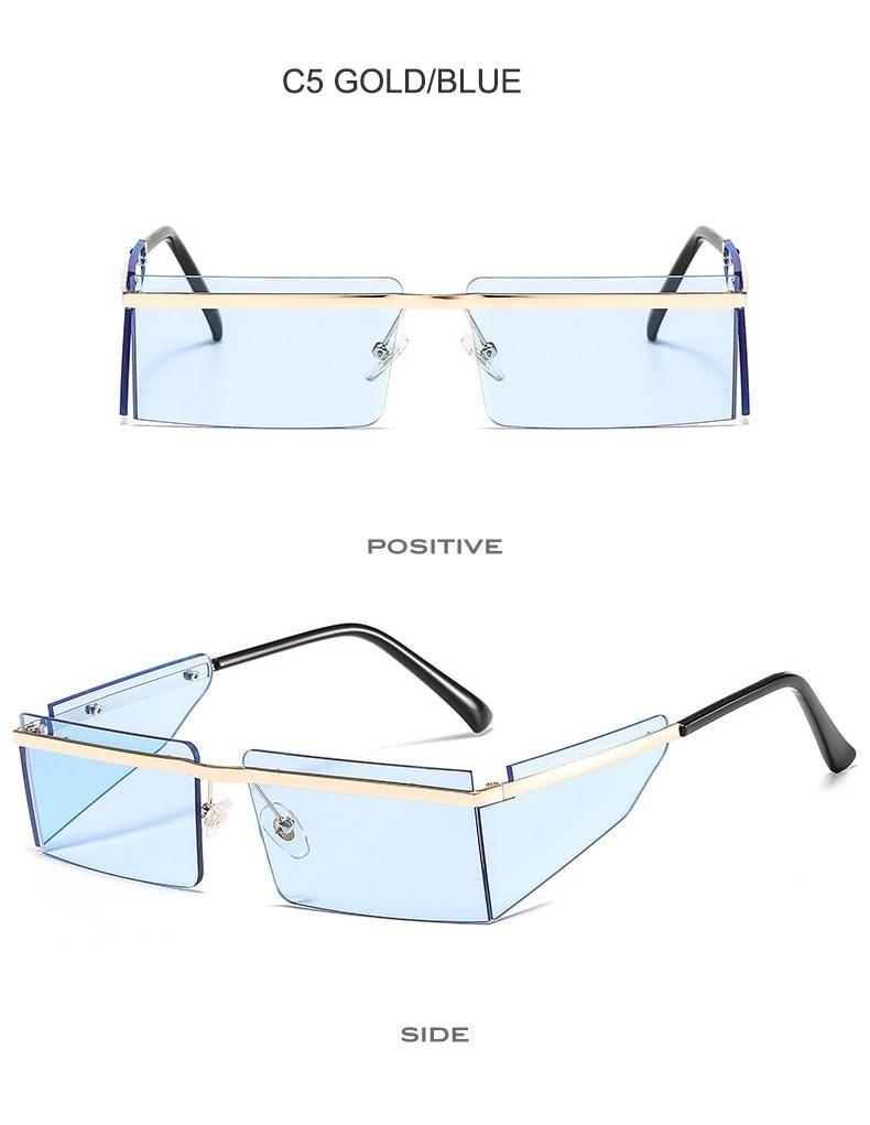 Rectangle Sunglasses Frameless Glasses Classic New Small Rimless Sunglasses For Women New Fashionable Square Sunglasses For Men New Eyewear Retro Rectangle Shape Glasses For Female In New Shades -Sunglasses- Melted Glam LLC