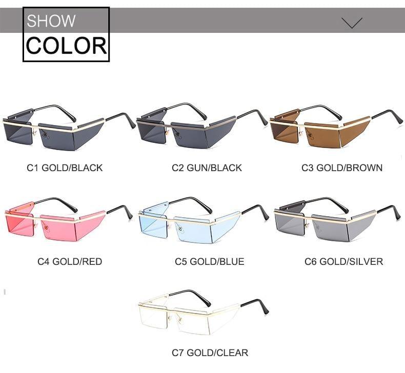 Rectangle Sunglasses Frameless Glasses Classic New Small Rimless Sunglasses For Women New Fashionable Square Sunglasses For Men New Eyewear Retro Rectangle Shape Glasses For Female In New Shades -Sunglasses- Melted Glam LLC