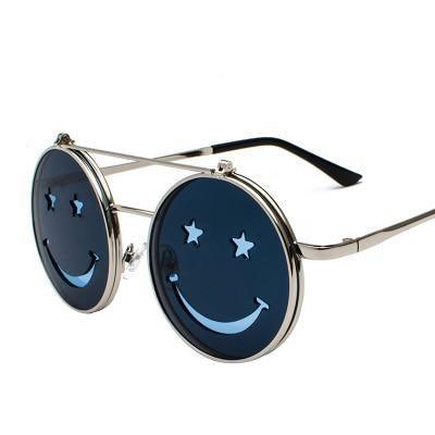 Retro Stylish Fashionable Sunglasses Smiley Face Shaped Round Frame Sunglasses For Ladies Cool Fashion Sunglasses For Men Unisex Summer Outdoor Vintage Sunglasses -Sunglasses- Melted Glam LLC