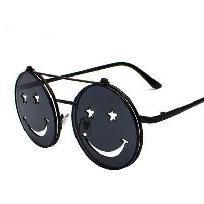 Retro Stylish Fashionable Sunglasses Smiley Face Shaped Round Frame Sunglasses For Ladies Cool Fashion Sunglasses For Men Unisex Summer Outdoor Vintage Sunglasses -Sunglasses- Melted Glam LLC