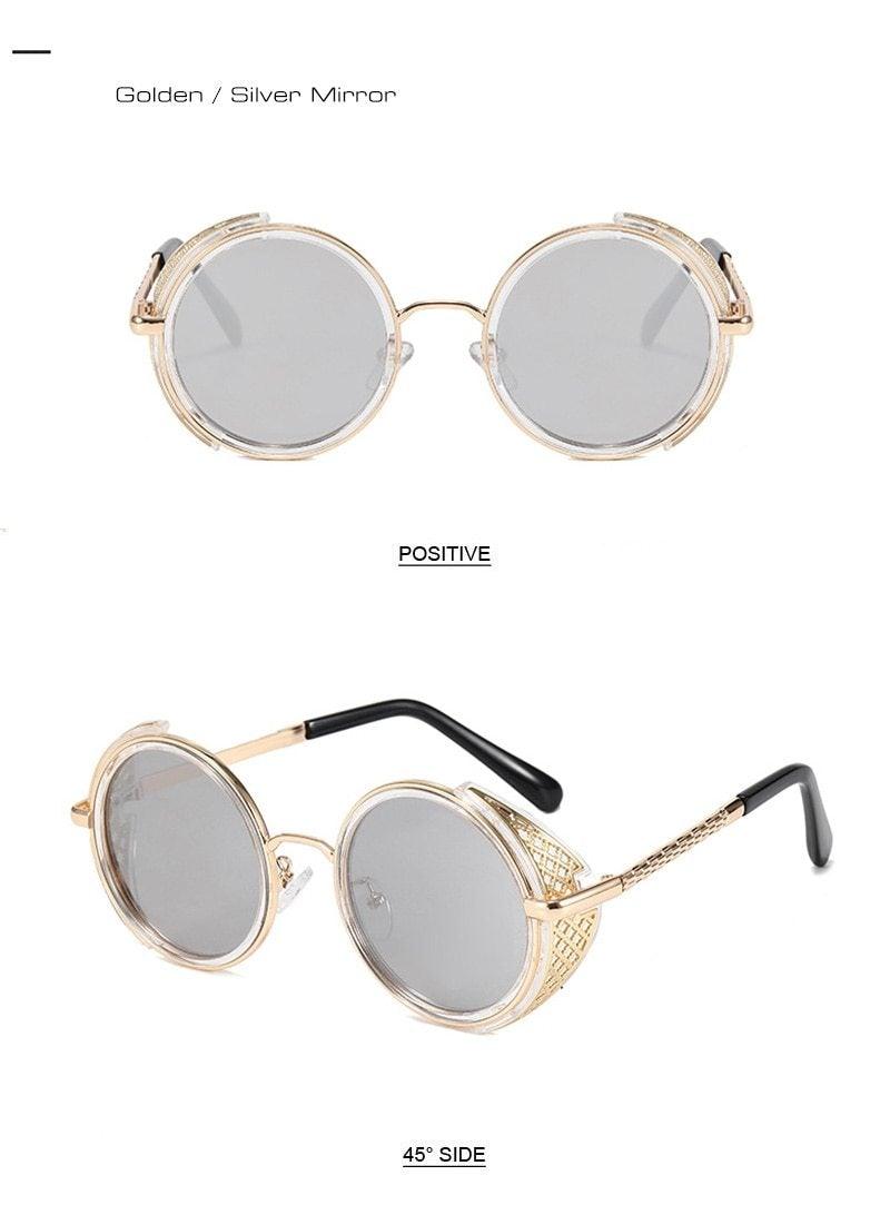 Round Sunglasses for Men Women Retro Design Colorful Sunglasses For Women Vintage Style Sunglasses In Punk Shades Metal Frame 100% UV Blocking Lens -sunglasses- Melted Glam LLC