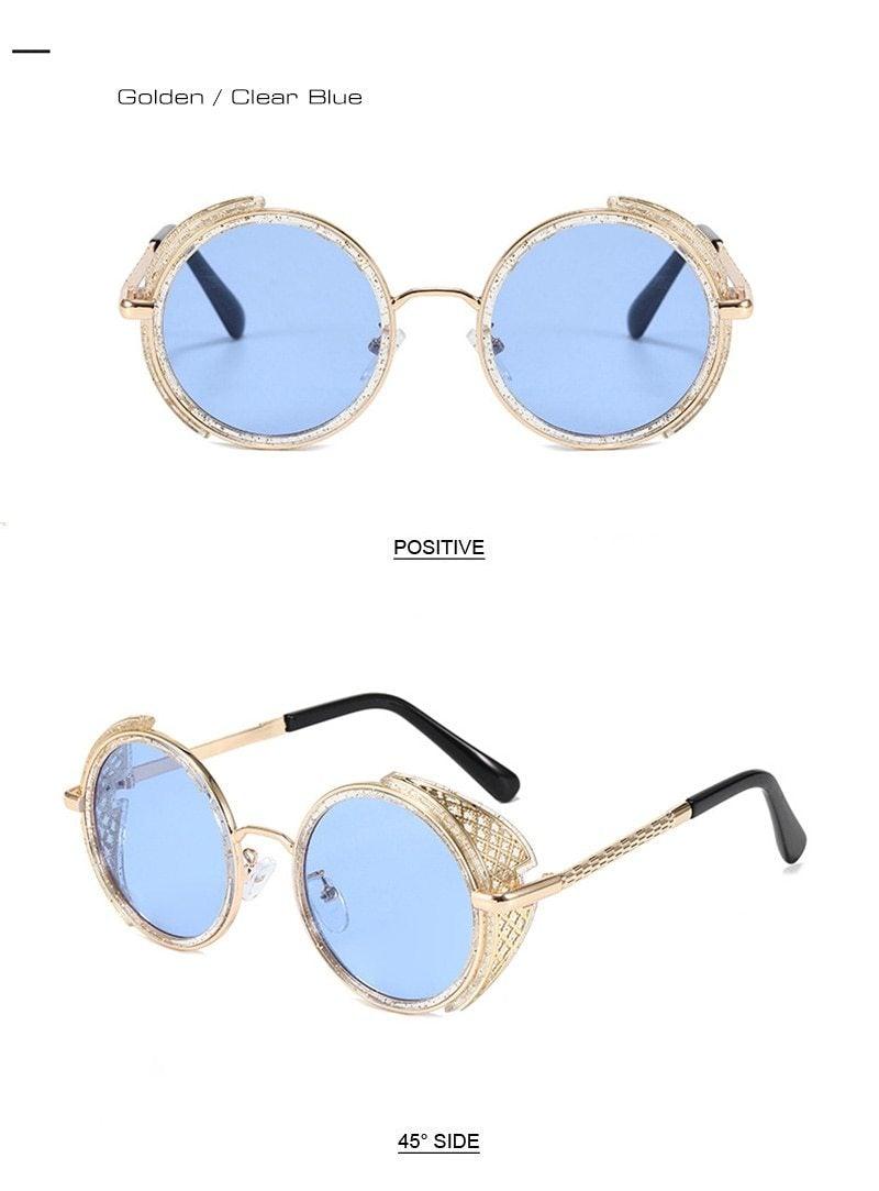 Round Sunglasses for Men Women Retro Design Colorful Sunglasses For Women Vintage Style Sunglasses In Punk Shades Metal Frame 100% UV Blocking Lens -sunglasses- Melted Glam LLC