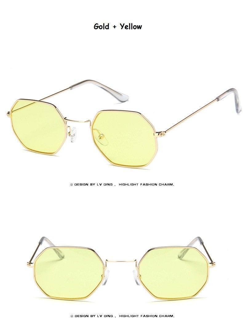 Small Frame Sunglasses For Women Small Square Polarized Sunglasses for Men and Women Polygon Mirrored Retro Shape Metal Design Sun Glasses for Men New Fashionable Ocean Lens -Sunglasses- Melted Glam LLC