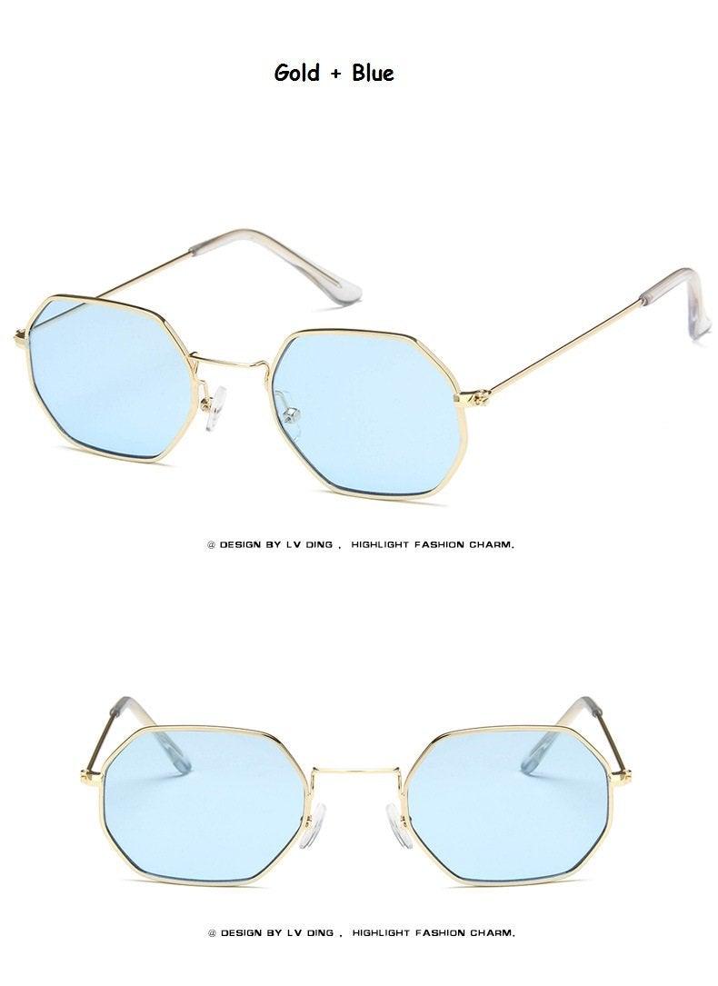 Small Frame Sunglasses For Women Small Square Polarized Sunglasses for Men and Women Polygon Mirrored Retro Shape Metal Design Sun Glasses for Men New Fashionable Ocean Lens -Sunglasses- Melted Glam LLC