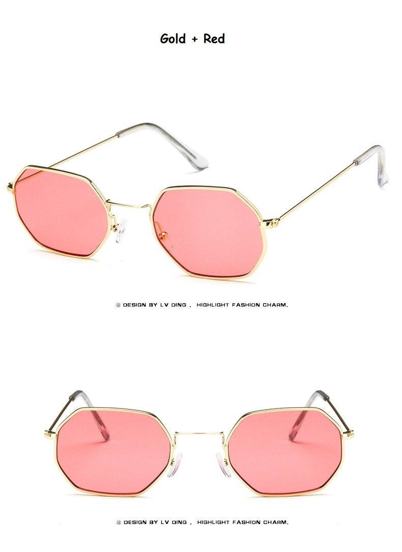 Small Frame Sunglasses For Women Small Square Polarized Sunglasses for Men and Women Polygon Mirrored Retro Shape Metal Design Sun Glasses for Men New Fashionable Ocean Lens -Sunglasses- Melted Glam LLC
